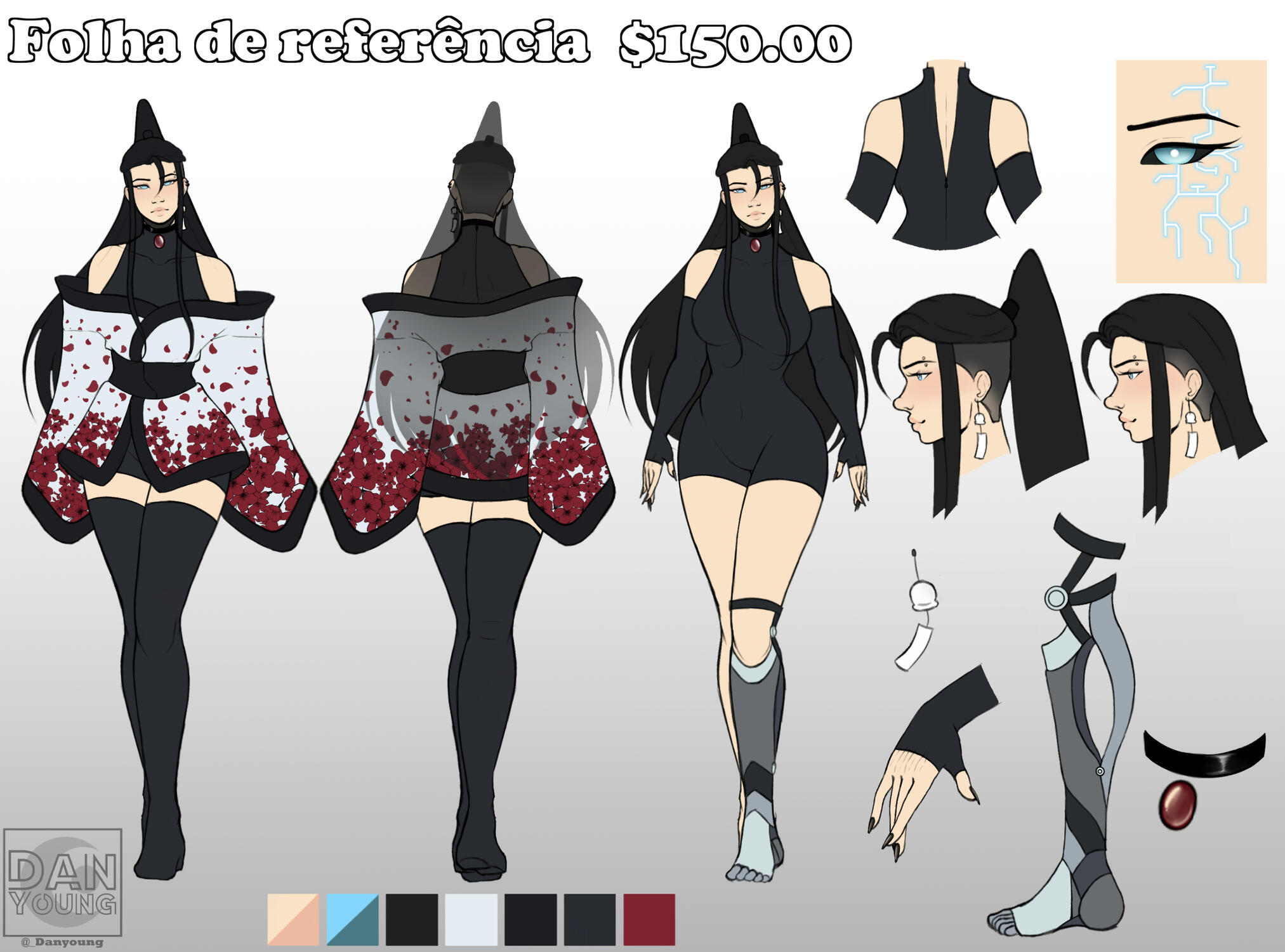 Corpo inteiro vestido e nu | Perfil | Mão | Olho | 2 Acessórios